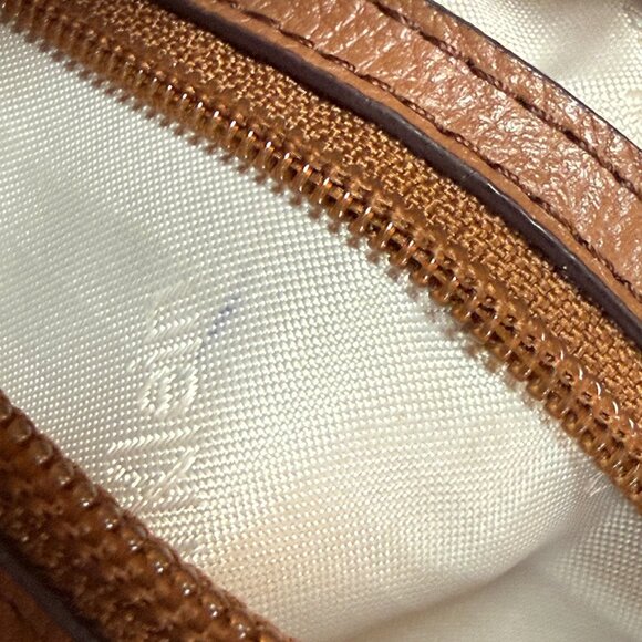 CALVIN KLEIN Cognac Pebbled Leather Hobo | Gold Ring Hardware - Picture 11 of 14